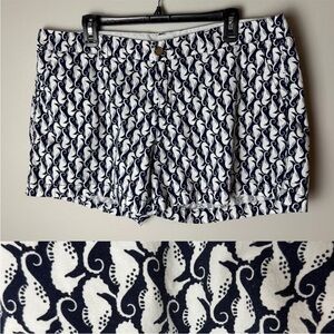 Old Navy Women’s Shorts Size 16 Seahorses Navy Blue White Cotton Pockets Casual